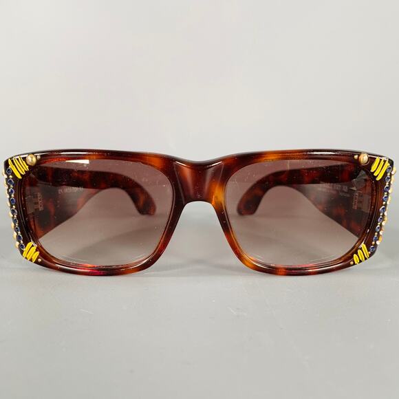 EMMANUELLE KHANH Brown Multicolour Studded Acetate Sunglasses - Picture 1 of 6